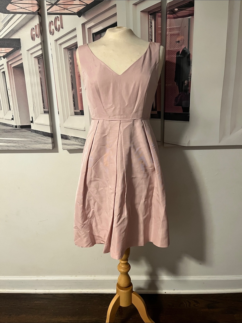 J. Crew Blush Pink V-Neck Midi Dress